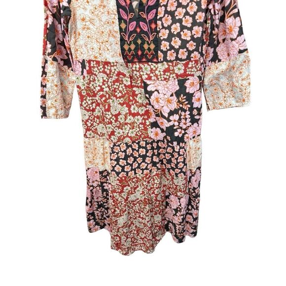 Johnny Was FLORA TIE BACK DRESS Patchwork Floral Multicolor Cotton sz M - Picture 8 of 16